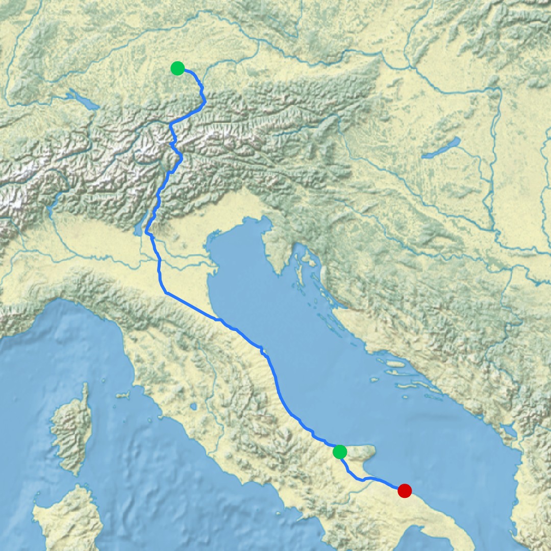 Day 2: Across the Alps to Bari - 12.000 km - The Complete Silk Road #silkroad — Across the Alps to Bari